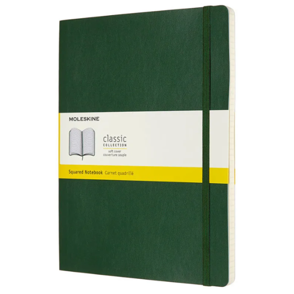 Блокнот Moleskine CLASSIC SOFT QP622K15 XLarge зеленый, в клетку, 192 стр, 1 шт